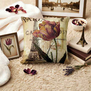 Coussin tour Eiffel et tulipe