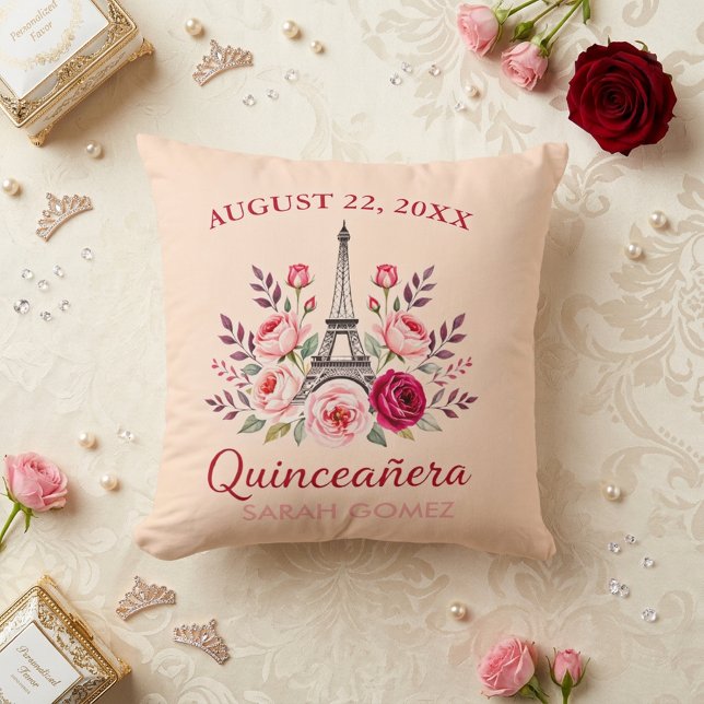Coussin tour eiffel floral quinceanera  (Créateur téléchargé)