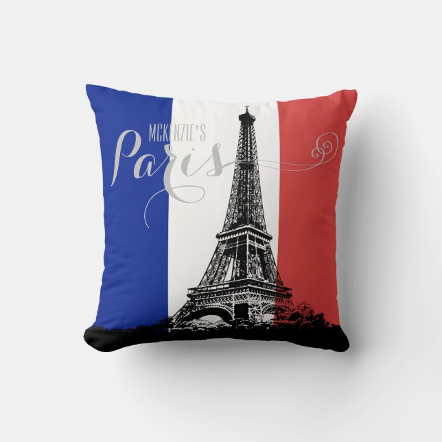 Coussin Tour Eiffel France Drapeau Monogramme (Recto)