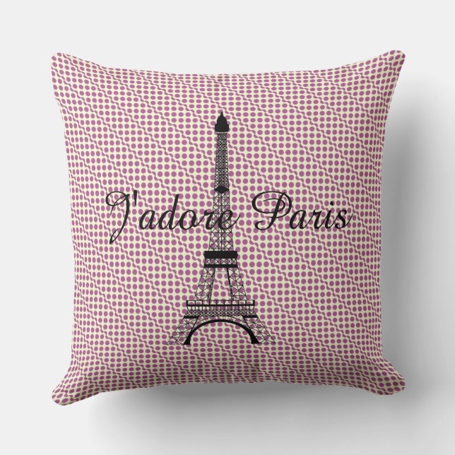 Coussin Tour Eiffel J'adore Paris (Verso)