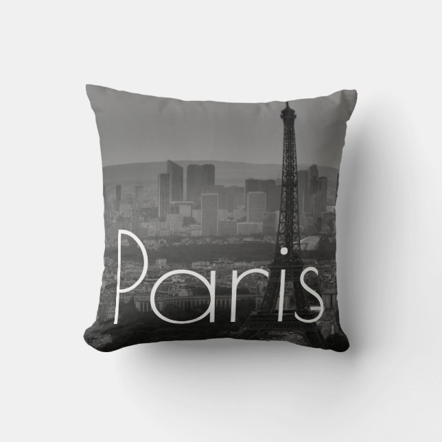 Coussin Tour Eiffel Noir Blanc Paris France Voyage (Recto)