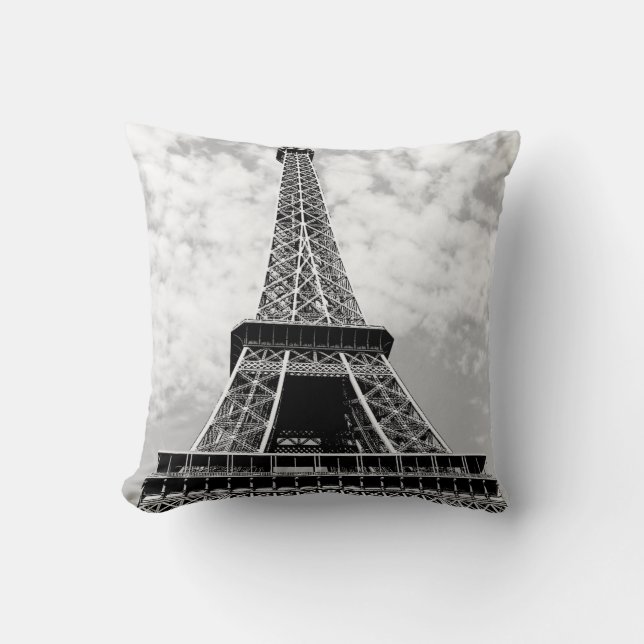 Coussin Tour Eiffel Noir & Blanc Paris Voyage (Recto)