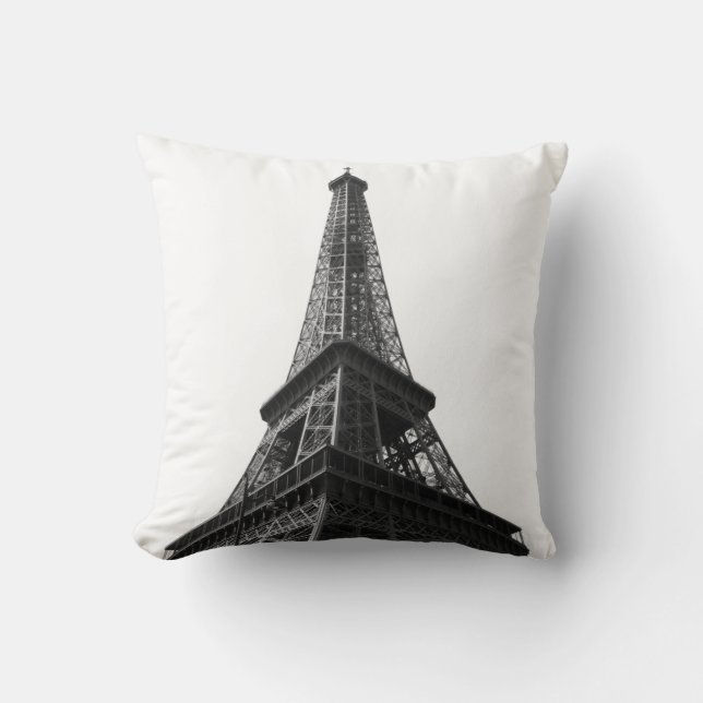 Coussin Tour Eiffel Noir & Blanc Paris Voyage européen (Recto)