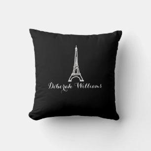 Coussin Tour Eiffel noir et blanc de Paris gentil