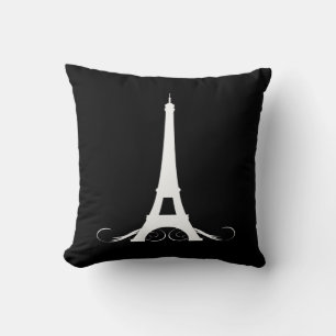Coussin Tour Eiffel noir et blanc Paris