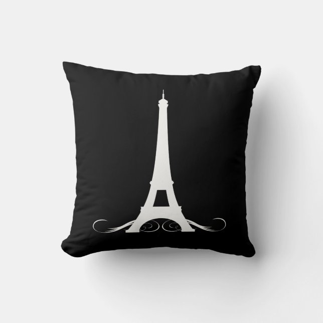 Coussin Tour Eiffel noir et blanc Paris (Recto)