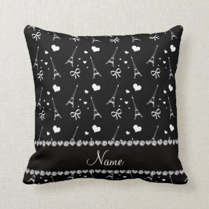 Coussin Tour Eiffel noir nommé personnalisé de Paris