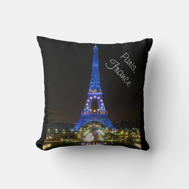 Coussin Tour Eiffel panoramique la nuit (Recto)