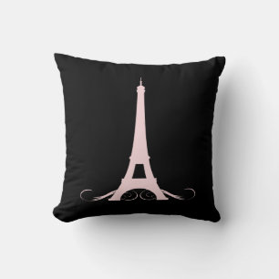 Coussin Tour Eiffel Paris Noir et Rose