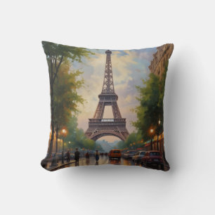 Coussin Tour Eiffel Paris Travel Vintage Retro Art