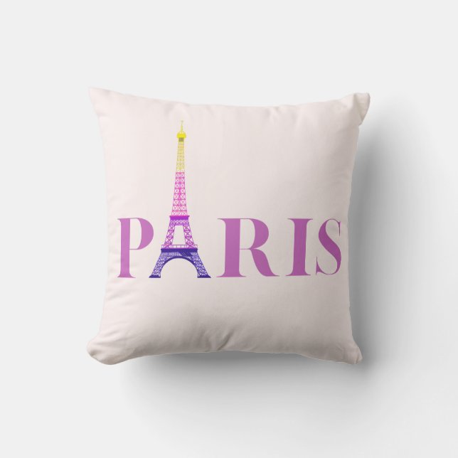 Coussin Tour Eiffel-Paris-Vibrant et Coloré- (Recto)