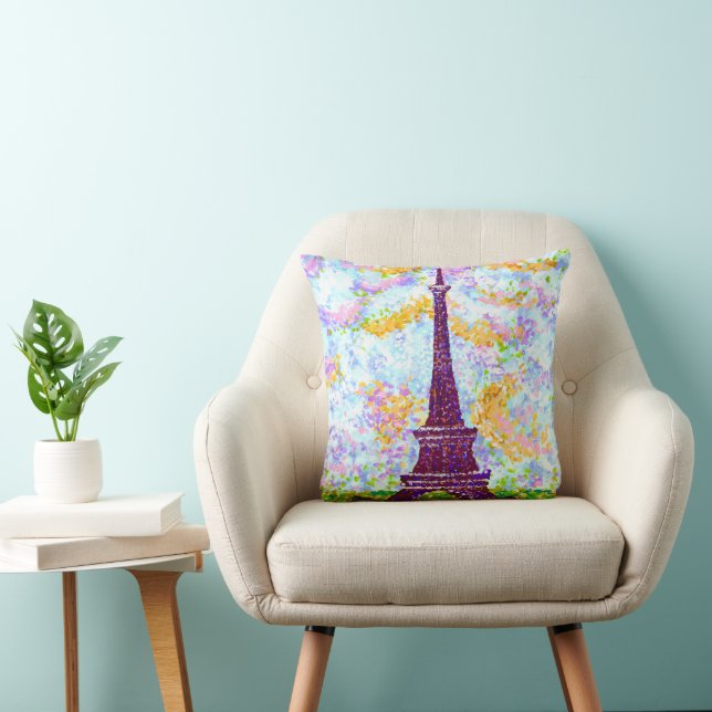 Coussin Tour Eiffel Paysage de Printemps Pointillisme (Chaise)