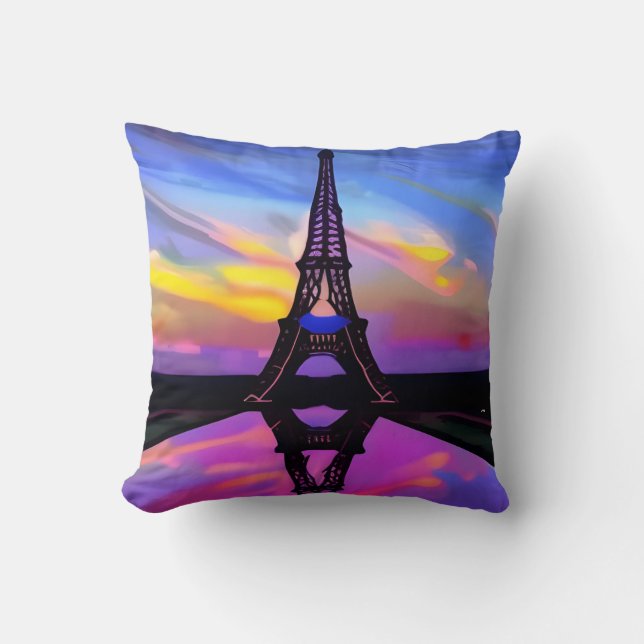 Coussin Tour Eiffel Pittoresque Au Coucher Du Soleil (Recto)