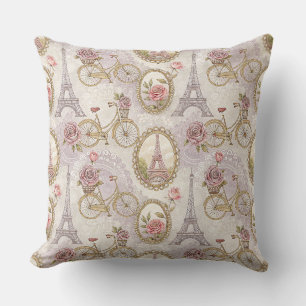 Coussin Tour Eiffel romantique de Paris et design floral d