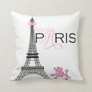 Coussin Tour Eiffel Ruban Rose Paris France Caniche Person