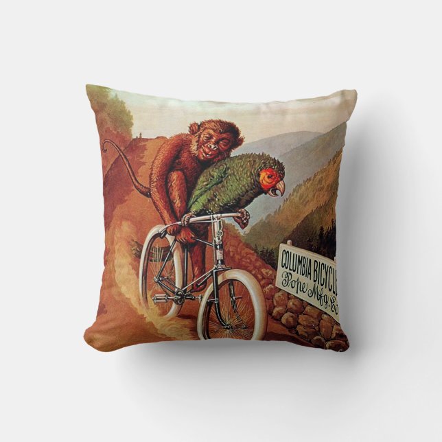 Coussin Tour humoristique vintage de bicyclette de (Recto)