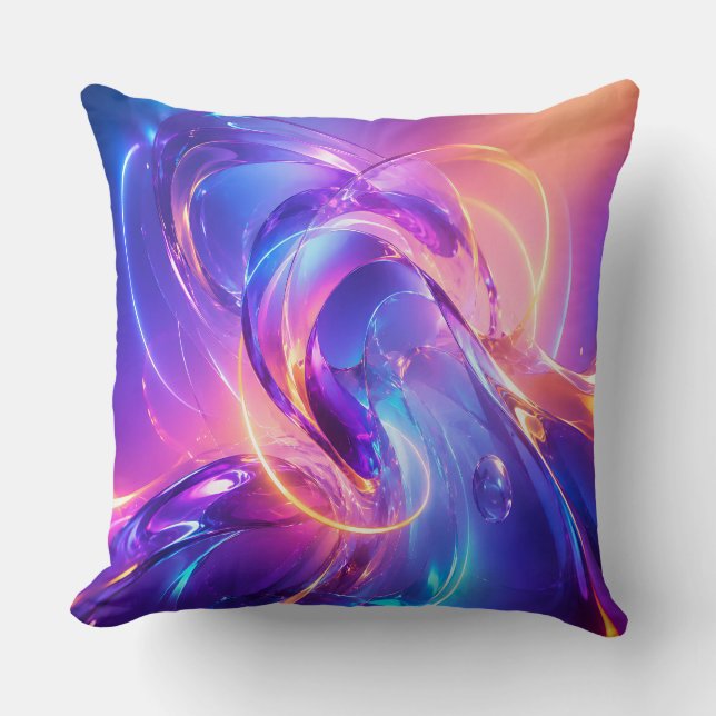 Coussin Tourbillon Abstrait Bleu Néon Violet (Recto)