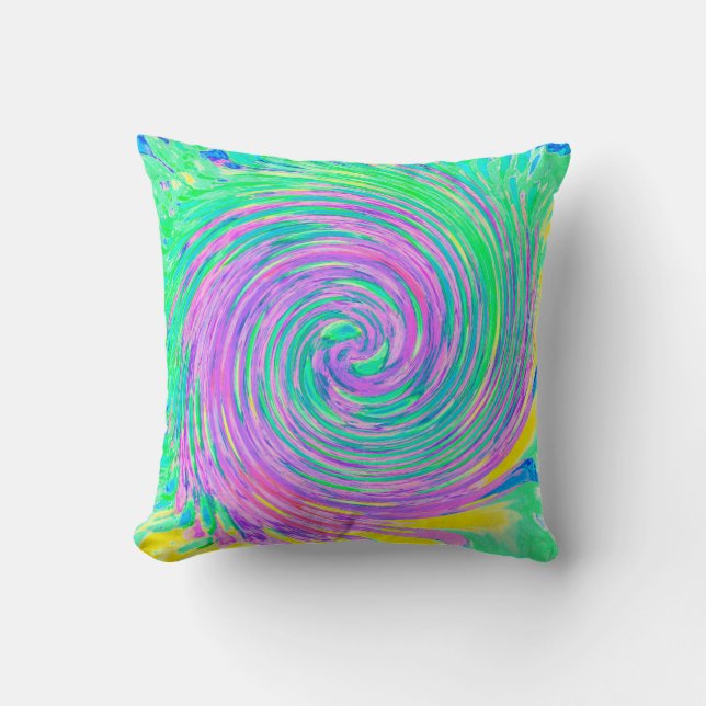 Coussin Tourbillon Abstrait Bleu Turquoise et Violet (Recto)