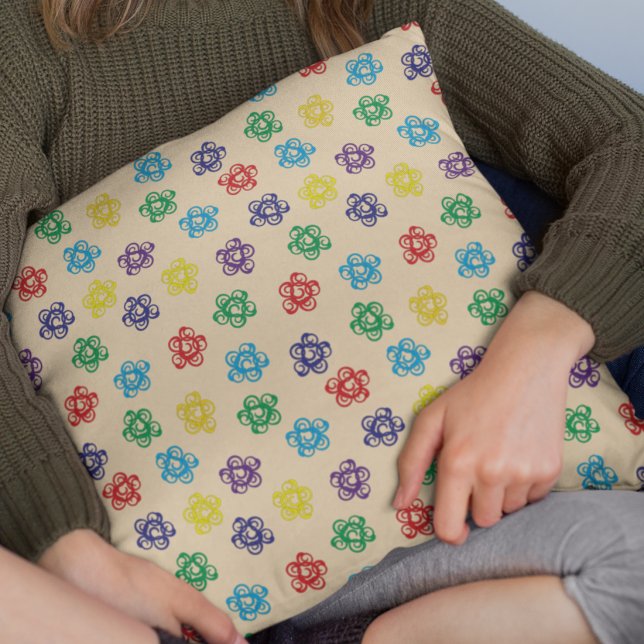 Coussin Tourbillon abstrait motif circulaire simple coloré (Créateur téléchargé)