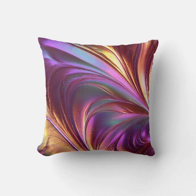 Coussin Tourbillon Abstrait Vivant Art Moderne Or Violet (Recto)