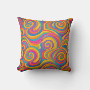 Coussin Tourbillon Arc-en-ciel Abstrait Énergie Vibrante