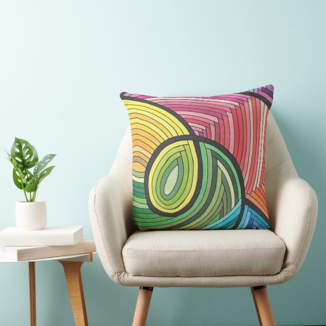 Coussin Tourbillon de arc-en-ciel abstrait vibrant avec de (Chaise)