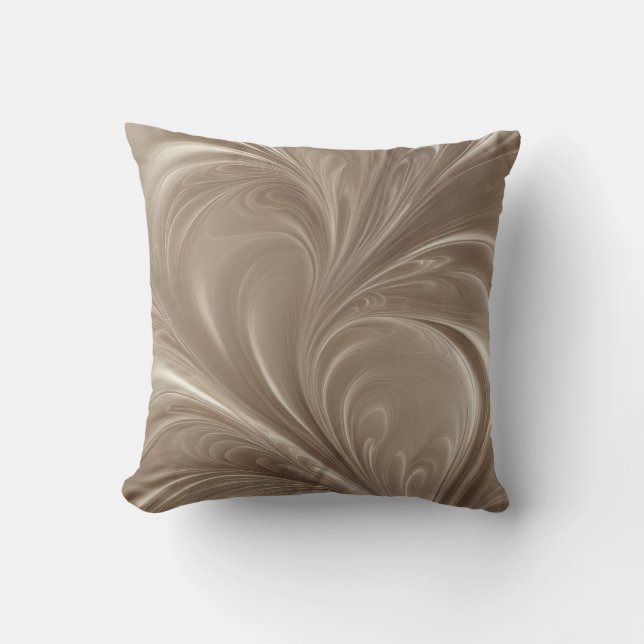Coussin Tourbillon de Crème - Design Abstrait Coulant Beig (Recto)