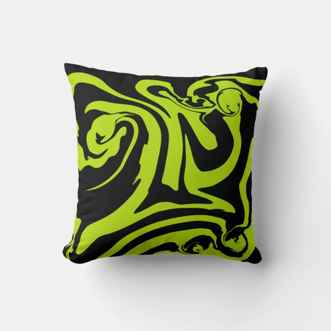 Coussin Tourbillon de marbre rétro vert et noir (Recto)