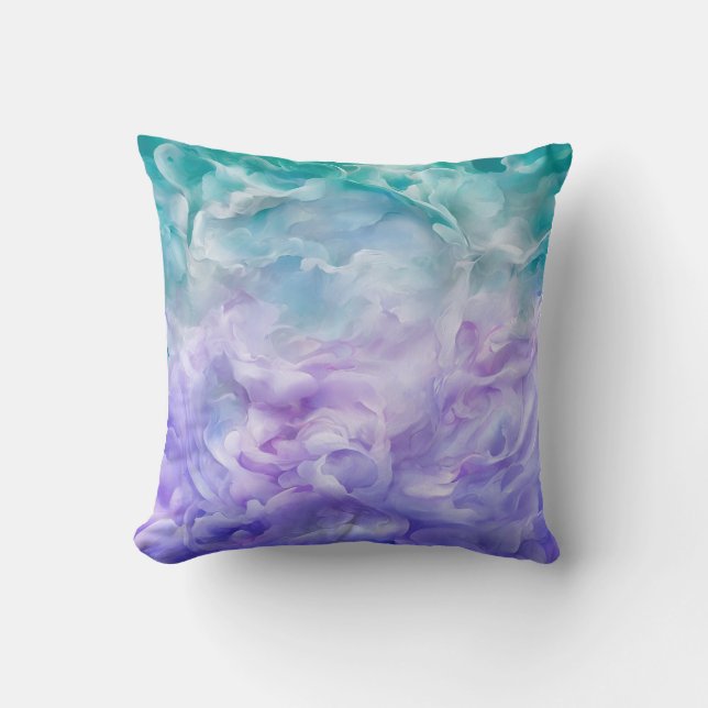 Coussin Tourbillon de nuage bleu et violet (Recto)