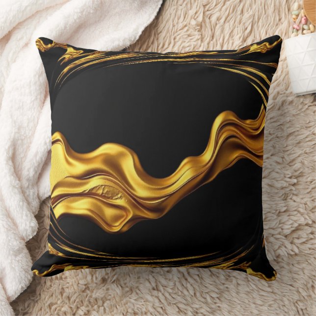 Coussin Tourbillon Opulent Liquide Or Noir Monochrome Ache (Couverture)