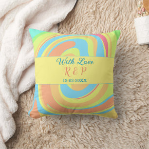 COUSSIN TOURBILLON PASTEL RÉTRO AJOUTER NOM LETTRE DATE MO