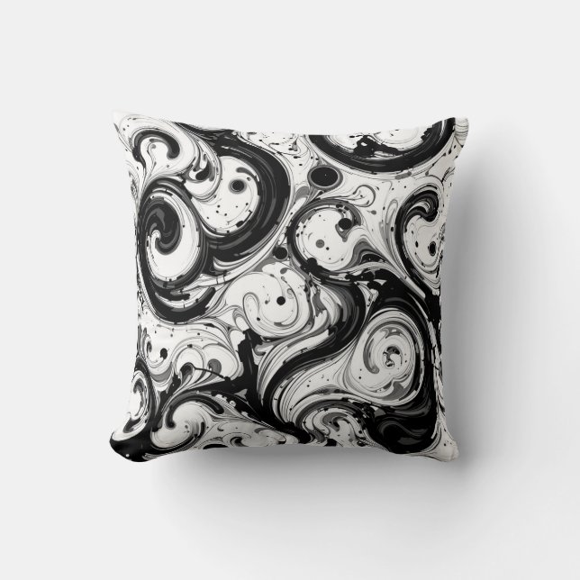 Coussin Tourbillonnant noir et blanc (Recto)
