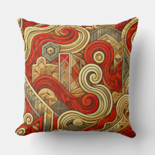 Coussin Tourbillons Abstraits Avec Formes Géométriques Pou