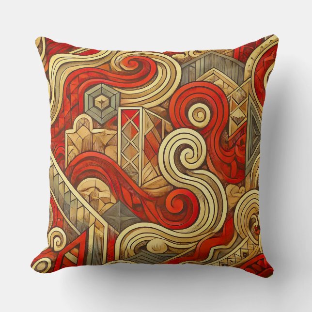 Coussin Tourbillons Abstraits Avec Formes Géométriques Pou (Recto)
