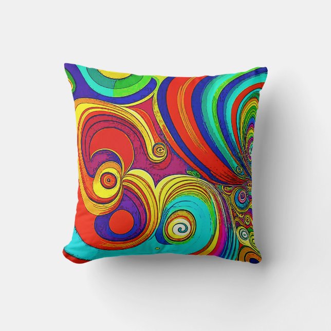 Coussin Tourbillons Arc-en-ciel Groovy Colorés (Recto)