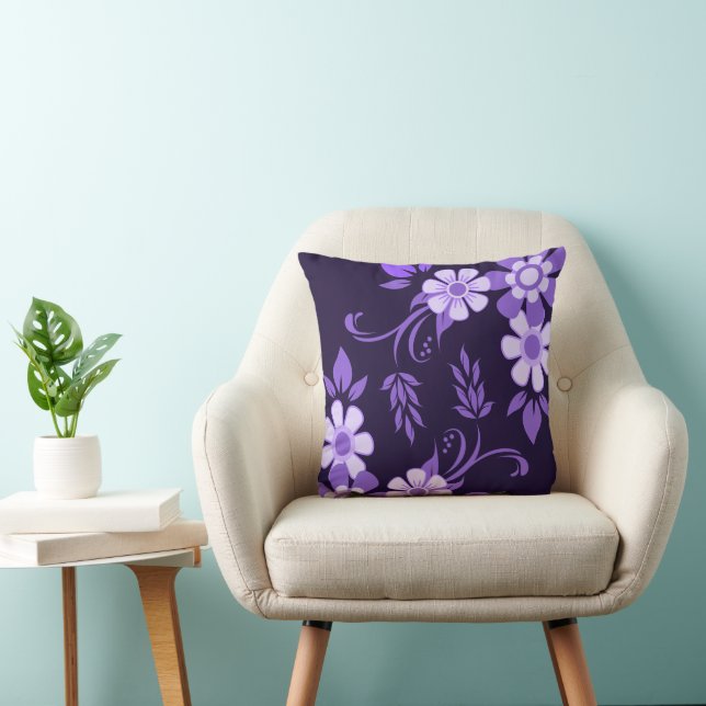 Coussin Tourbillons Floraux Violets (Chaise)