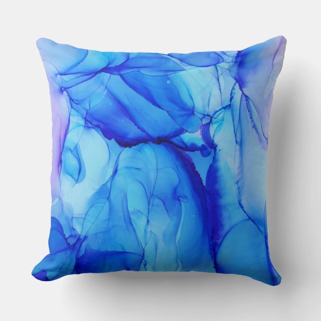 Coussin Tourbillons Modernes Abstraits Bleu Indigo Violet (Recto)