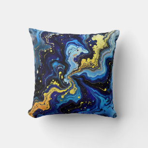 Coussin Tourbillons vibrants de bleu et d'or 4