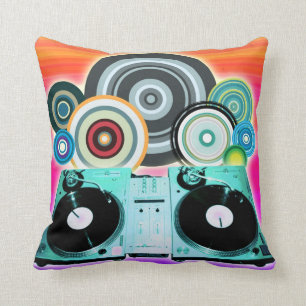 Coussin Tourne-disque DJ avec Vinyl - Pop Art