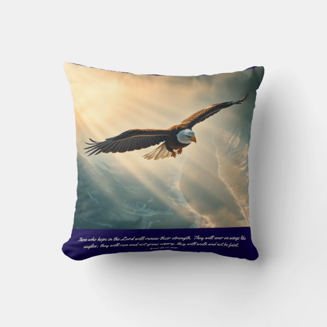 Coussin Tourner sur des ailes comme des aigles | (Recto)