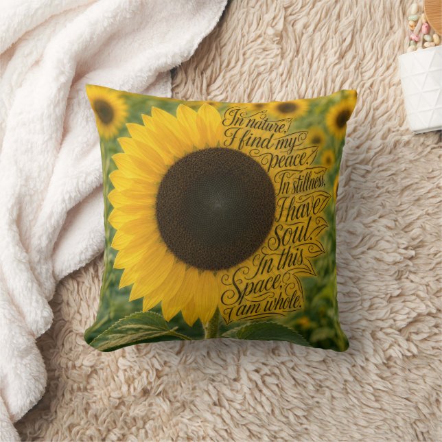 Coussin Tournesol avec citation inspirante (Couverture)
