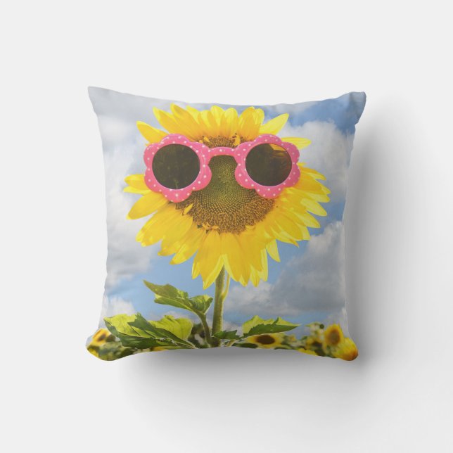 Coussin Tournesol avec lunettes de soleil (Recto)
