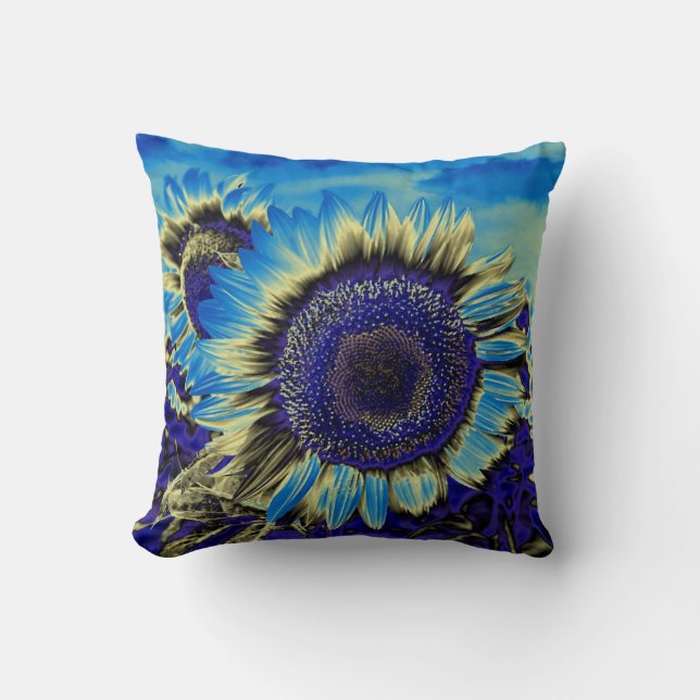 Coussin Tournesol bleu (Recto)