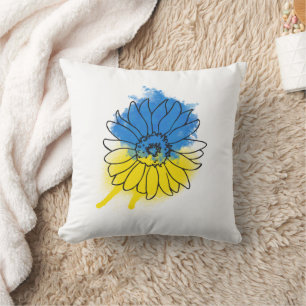Coussin Tournesol bleu et jaune à l'ukrainienne