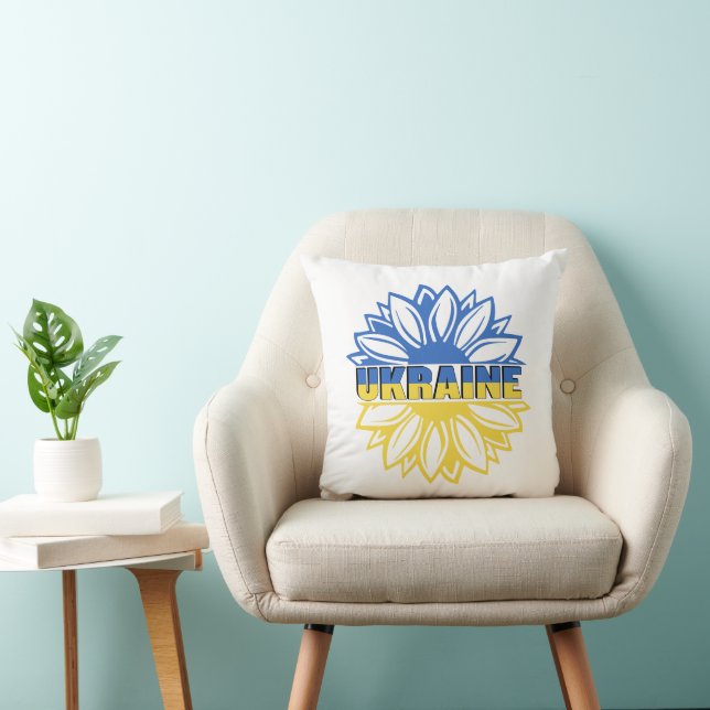 Coussin Tournesol bleu et jaune à l'ukrainienne (Chaise)
