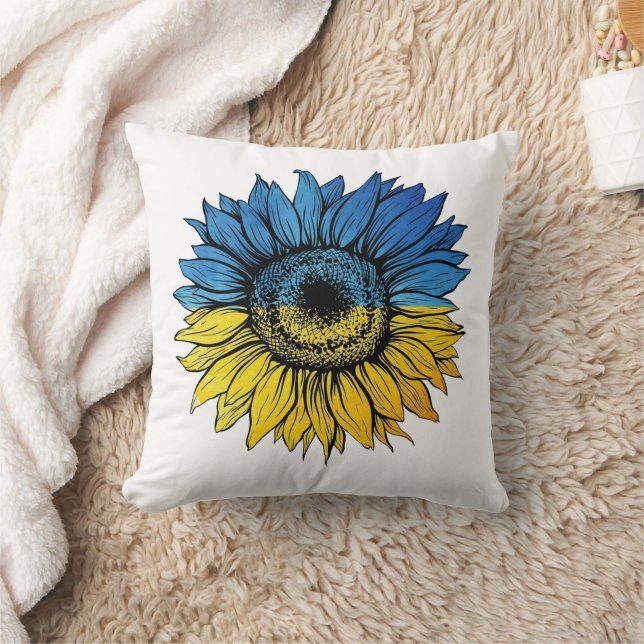 Coussin Tournesol bleu et jaune à l'ukrainienne (Couverture)