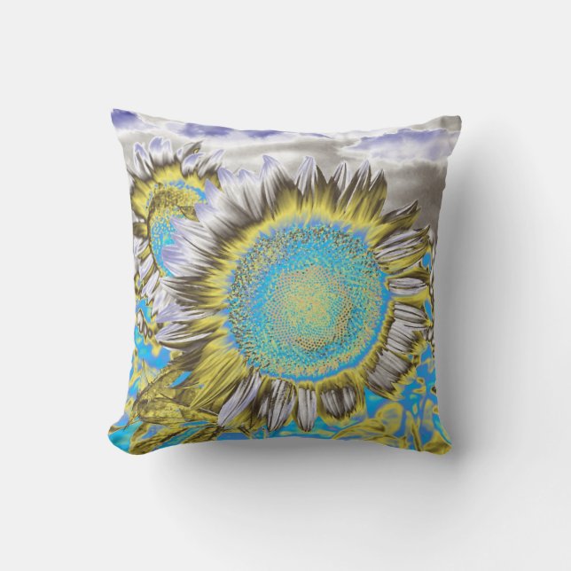 Coussin Tournesol bleu pourpre (Recto)