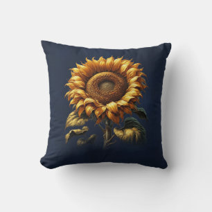 Coussin Tournesol bleu rustique