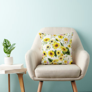 Coussin Tournesol d'aquarelle 7