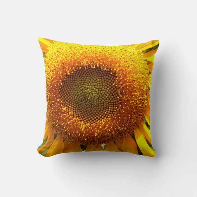Coussin Tournesol de mammouth jaune géant (Recto)